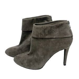 ABOUND Womens Faux Suede Zip Up High Heel Ankle Boots Almond Toe Gray Size 10M